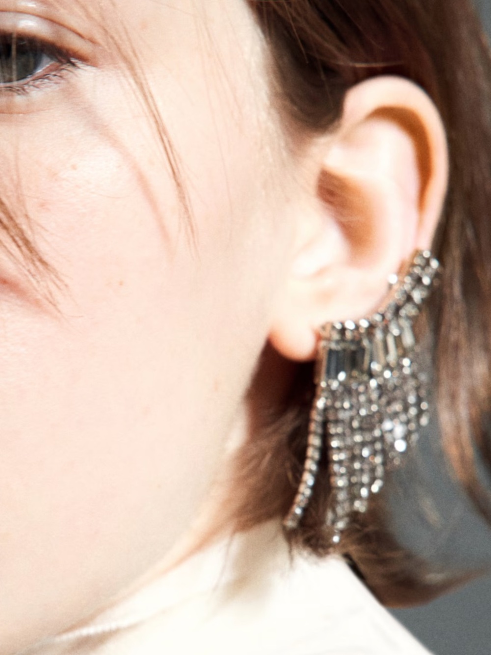 H&M Silver Crystal Fringe Ear Climbers